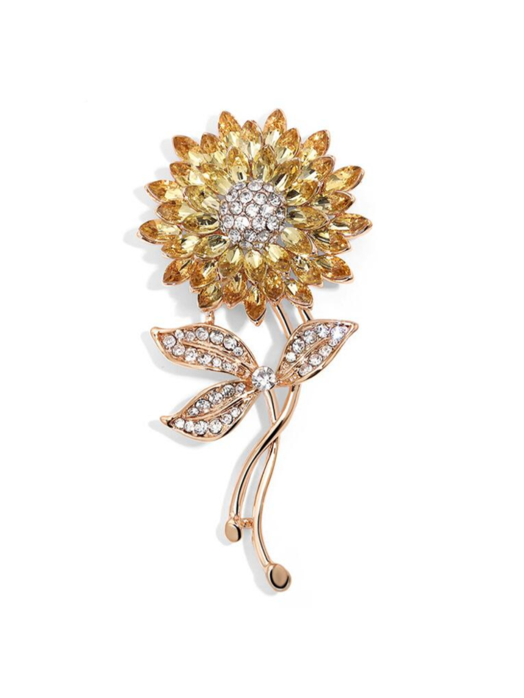 YouBella Valentine Collection Floral Jewellery Gold Plated and Cubic Zirconia Brooches for Women (Yellow) (YB_Brooch_74)