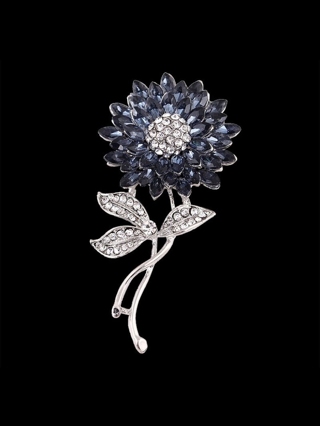 YouBella Valentine Collection Floral Jewellery Silver Plated and Cubic Zirconia Brooches for Women (Blue) (YB_Brooch_75)