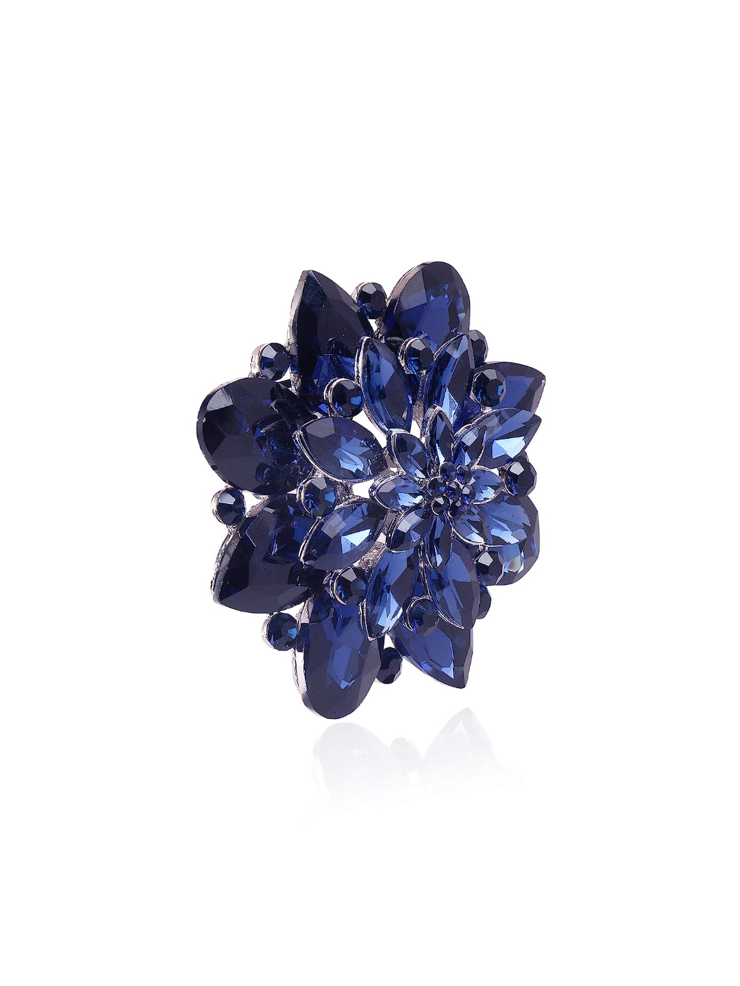 YouBella Jewellery Latest Stylish Crystal Unisex Big Size Brooch for Women/Girls/Men (Blue)