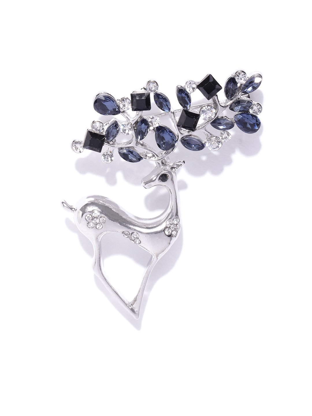 YouBella Stylish Latest Design Crystal Jewellery Silver Plated Brooches for Women (Silver) (YB_Brooch_78)
