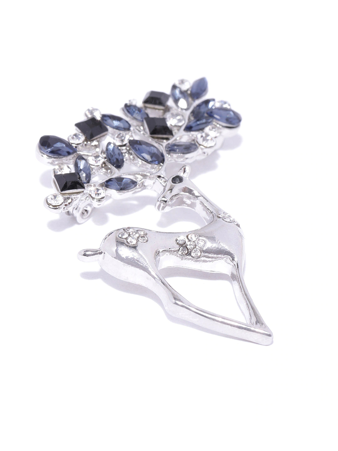YouBella Stylish Latest Design Crystal Jewellery Silver Plated Brooches for Women (Silver) (YB_Brooch_78)