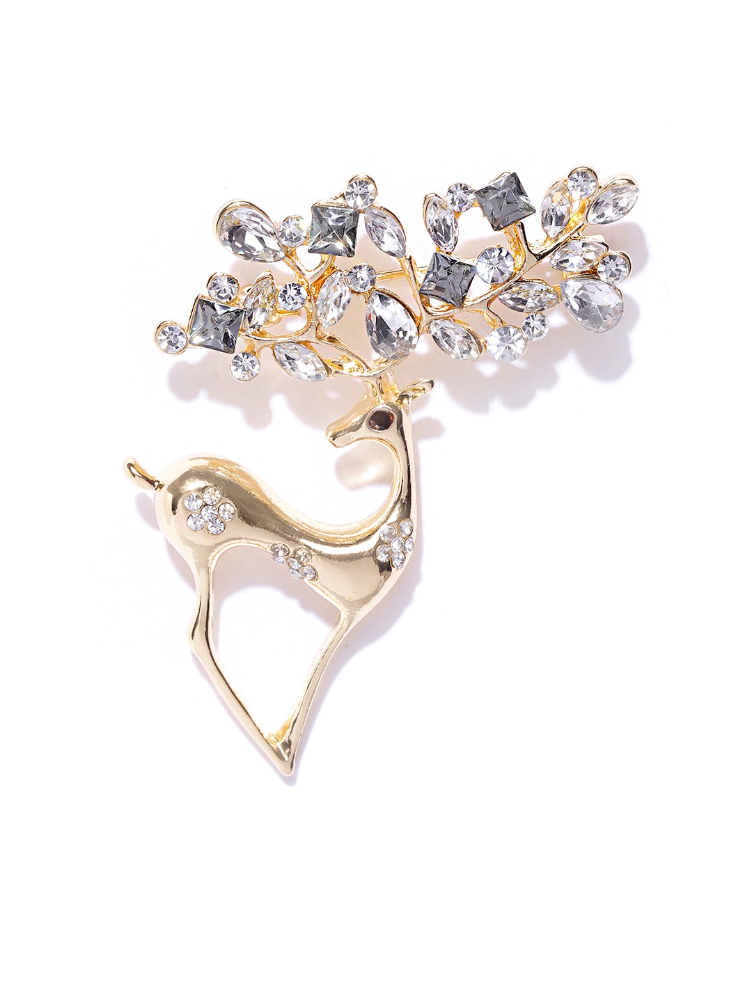 YouBella Stylish Latest Design Crystal Jewellery Gold Plated Brooches for Women (Golden) (YB_Brooch_79)