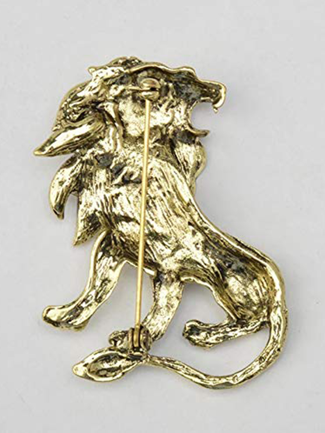 YouBella Jewellery Latest Stylish Crystal Unisex Lion Brooch for Women/Girls/Men (Silver)