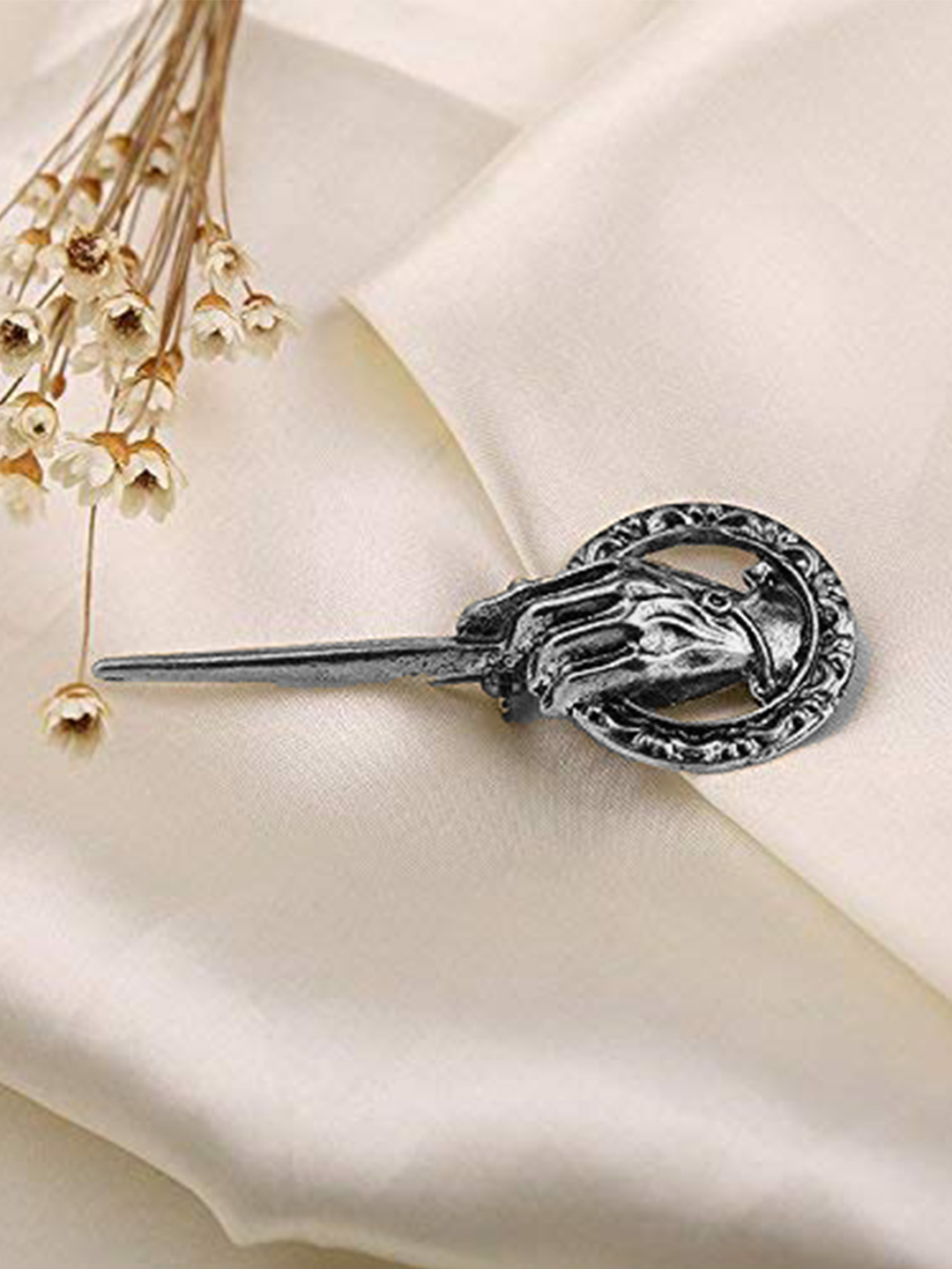 YouBella Jewellery Latest Stylish Crystal Unisex Leaf Brooch for Women/Girls/Men (Silver)