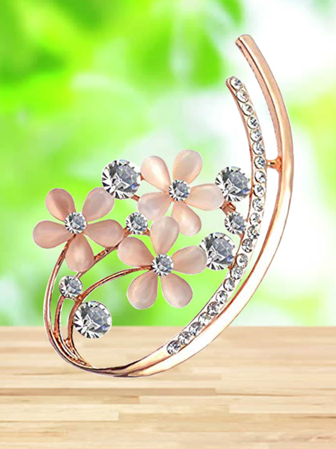 YouBella Stylish Floral Jewellery Gold Plated Brooches for Women (Golden) (YB_Brooch_85)