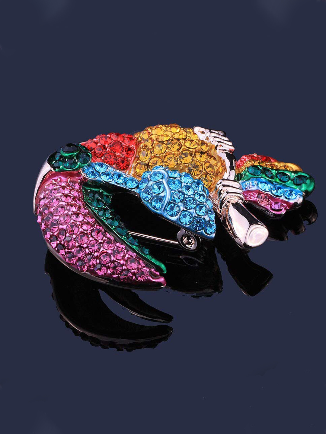 YouBella Jewellery Latest Stylish Crystal Unisex Bird Shape Brooch for Women/Girls/Men (Silver)