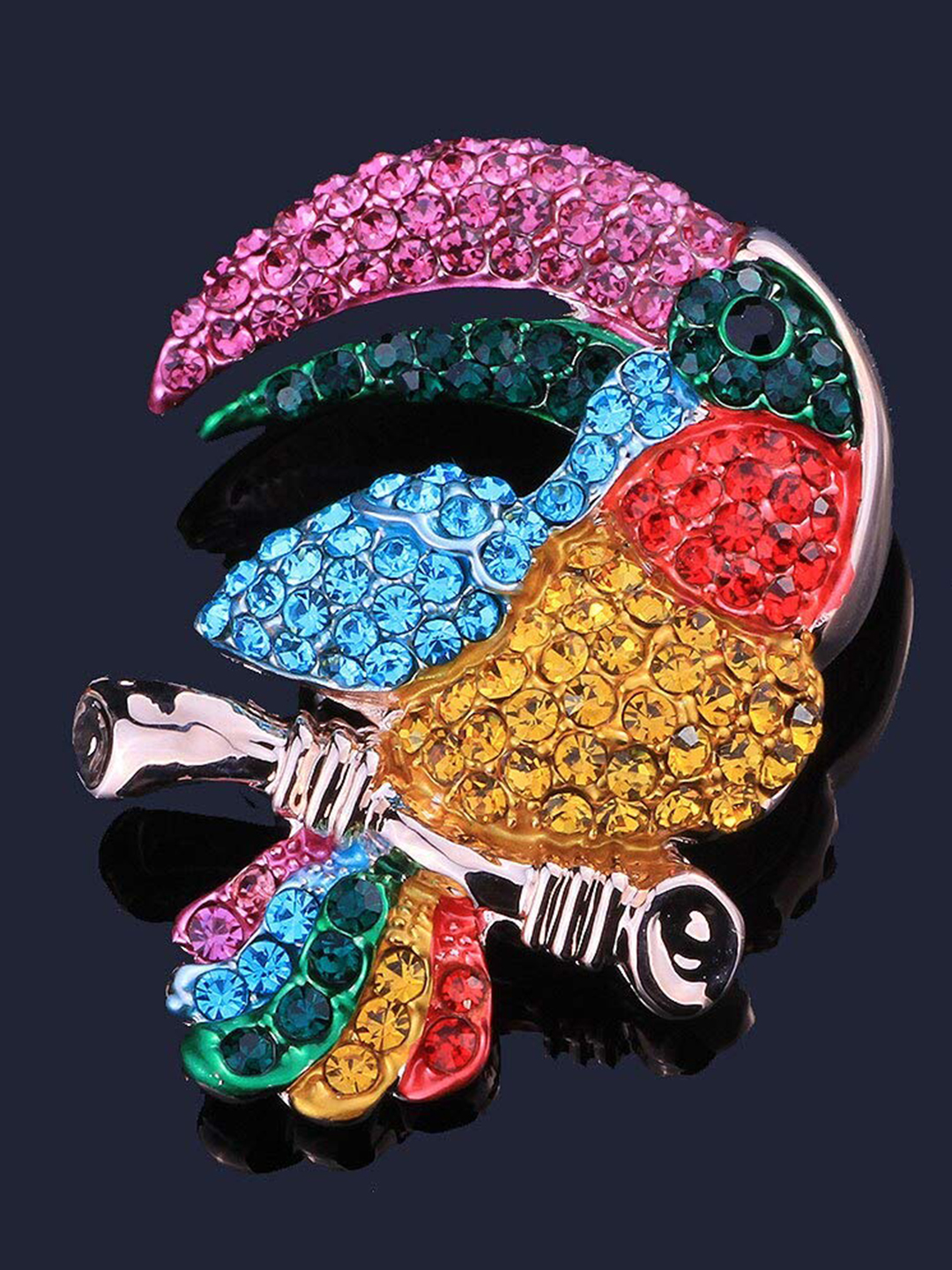 YouBella Jewellery Latest Stylish Crystal Unisex Bird Shape Brooch for Women/Girls/Men (Silver)