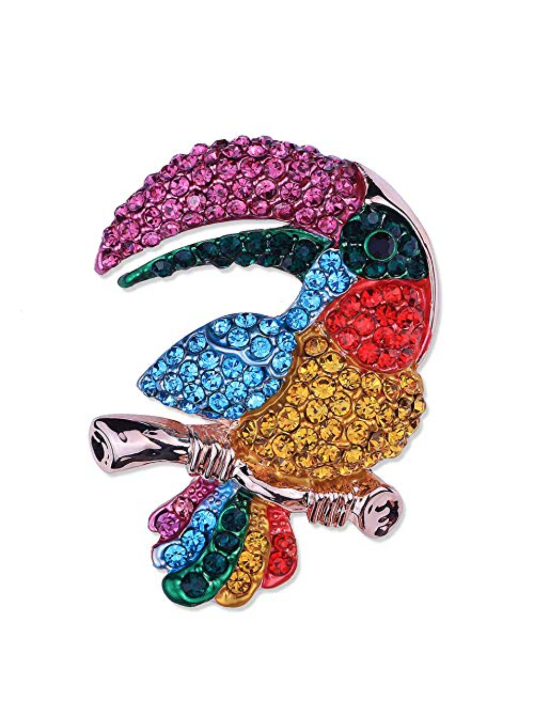YouBella Jewellery Latest Stylish Crystal Unisex Bird Shape Brooch for Women/Girls/Men (Silver)