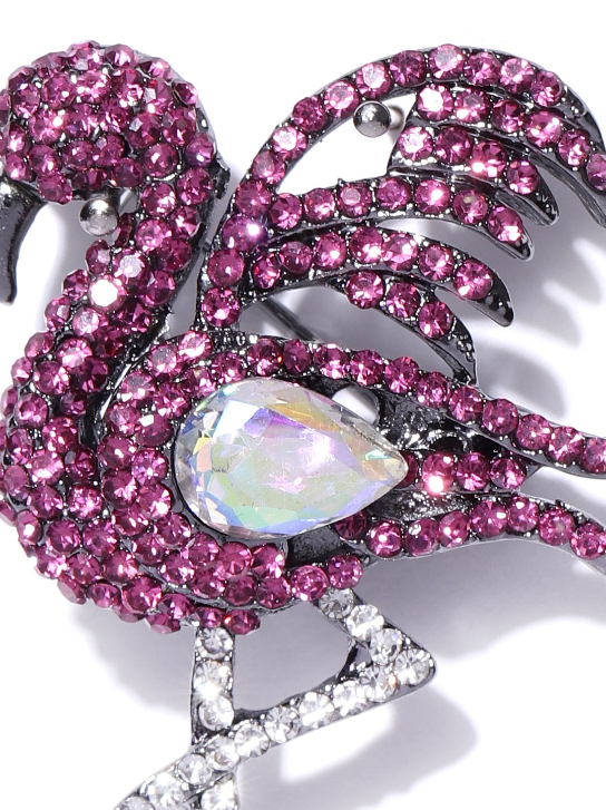 YouBella Women Pink  Silver-Toned Stone-Studded Swan Shaped Brooch