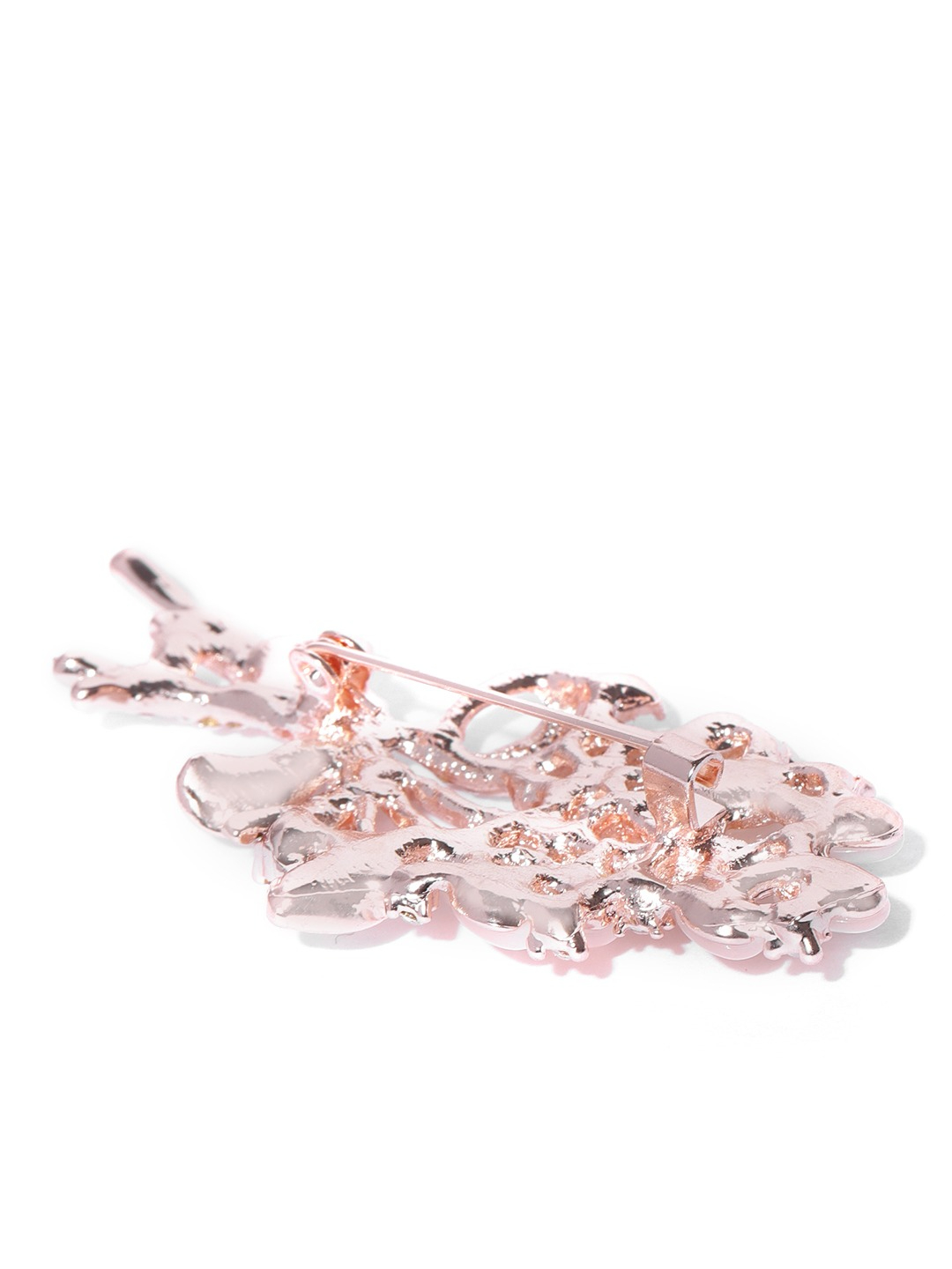 YouBella Women Peach-Coloured  Rose Gold-Toned Stone-Studded Bouquet Shaped Brooch