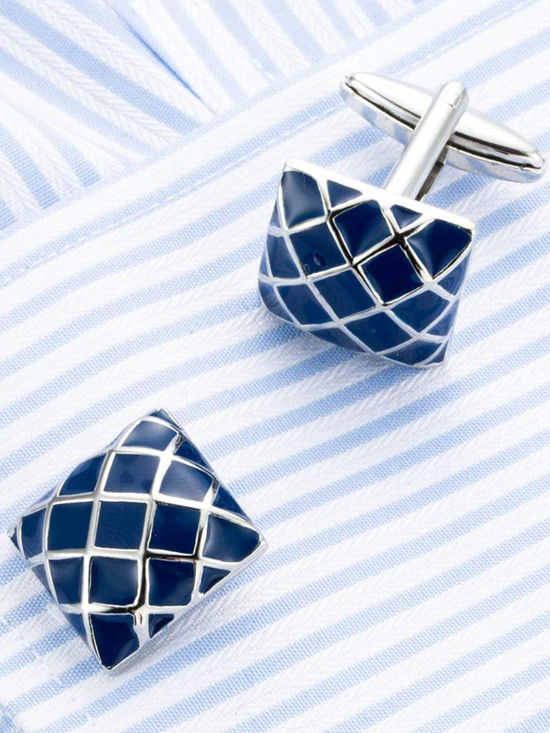 YouBella Jewellery Valentine Gifts for Men Latest Stylish Silver Blue Formal Cuff Links Cufflinks Set for Men