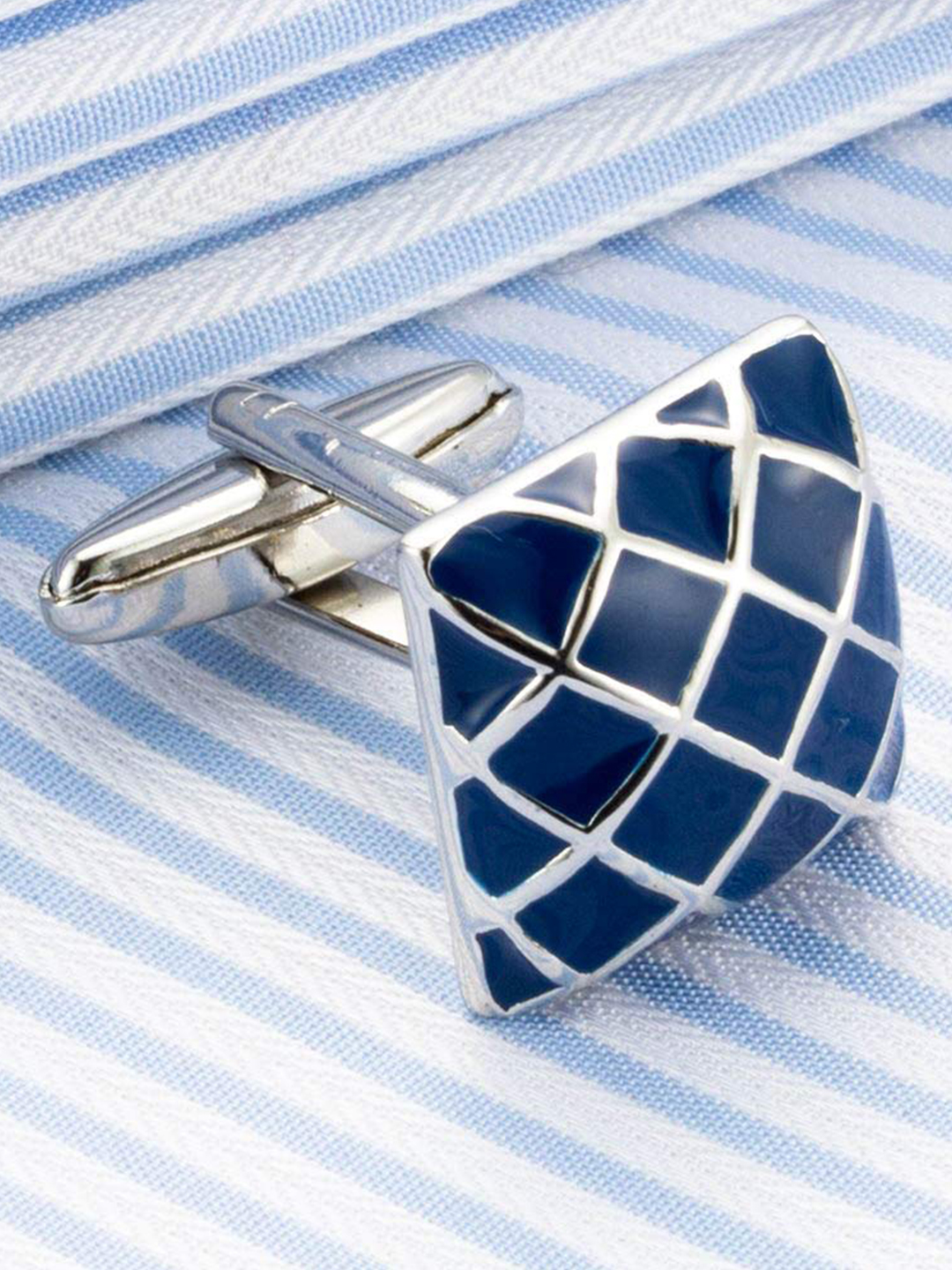 YouBella Jewellery Valentine Gifts for Men Latest Stylish Silver Blue Formal Cuff Links Cufflinks Set for Men