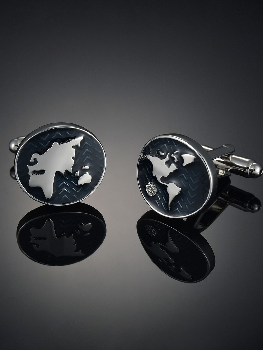 YouBella Jewellery World Map Blue Cufflink for Men and Boys, Gifts for Men and Boys