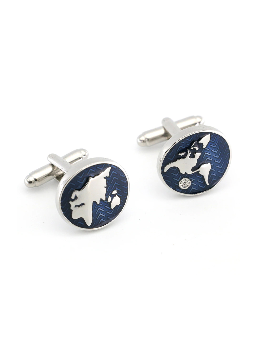 YouBella Jewellery World Map Blue Cufflink for Men and Boys, Gifts for Men and Boys