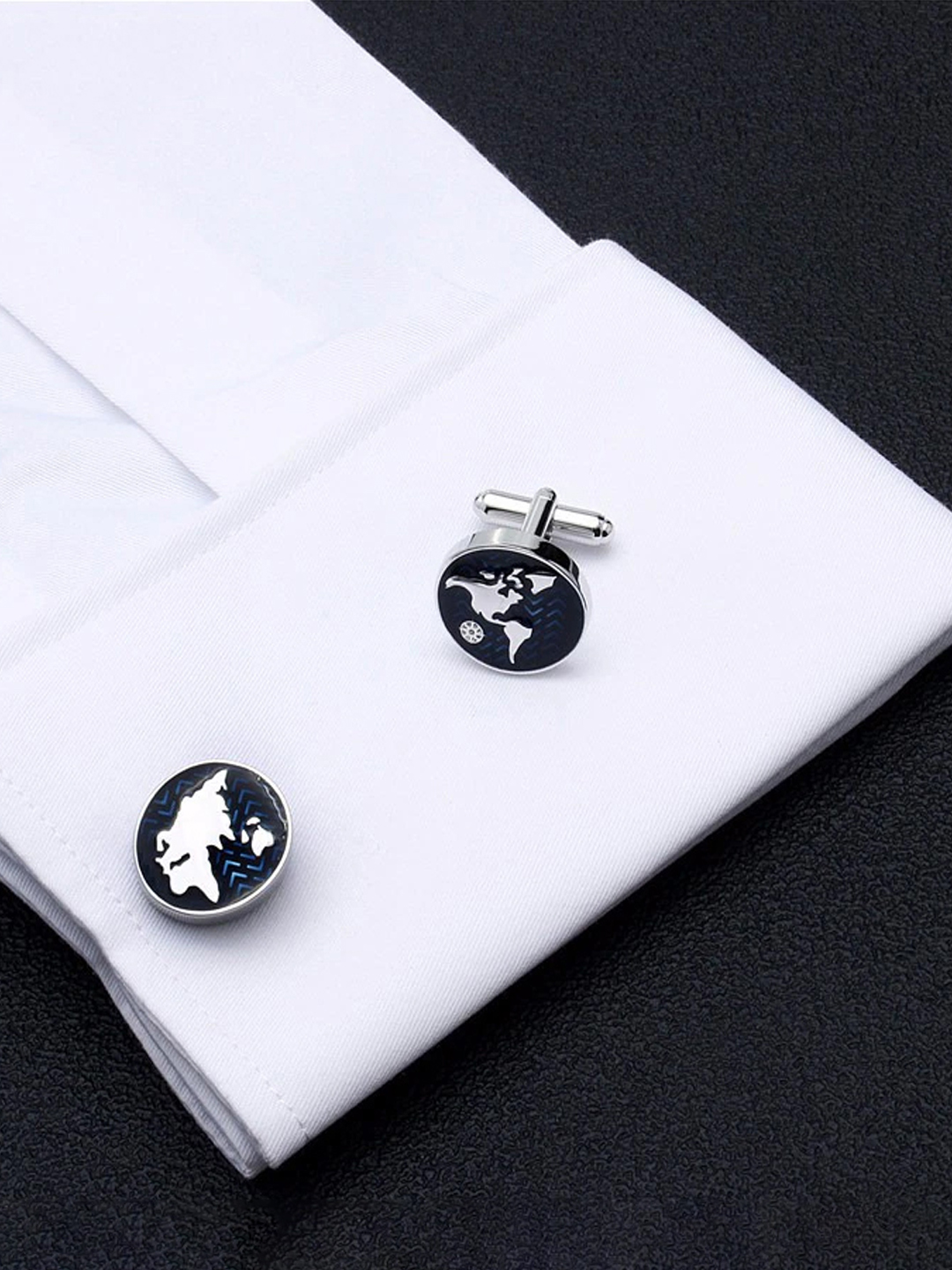 YouBella Jewellery World Map Blue Cufflink for Men and Boys, Gifts for Men and Boys
