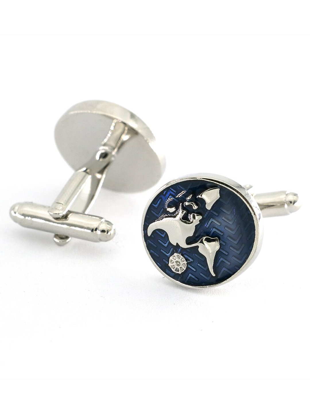 YouBella Jewellery World Map Blue Cufflink for Men and Boys, Gifts for Men and Boys