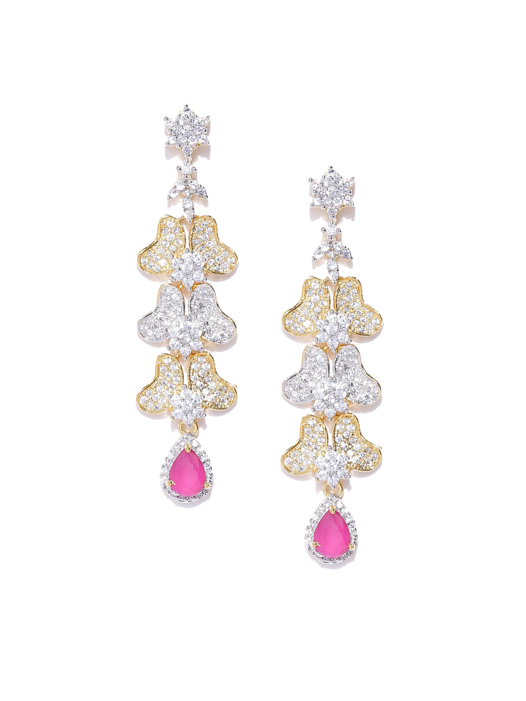 YouBella Gold-Plated Stone-Studded Drop Earrings