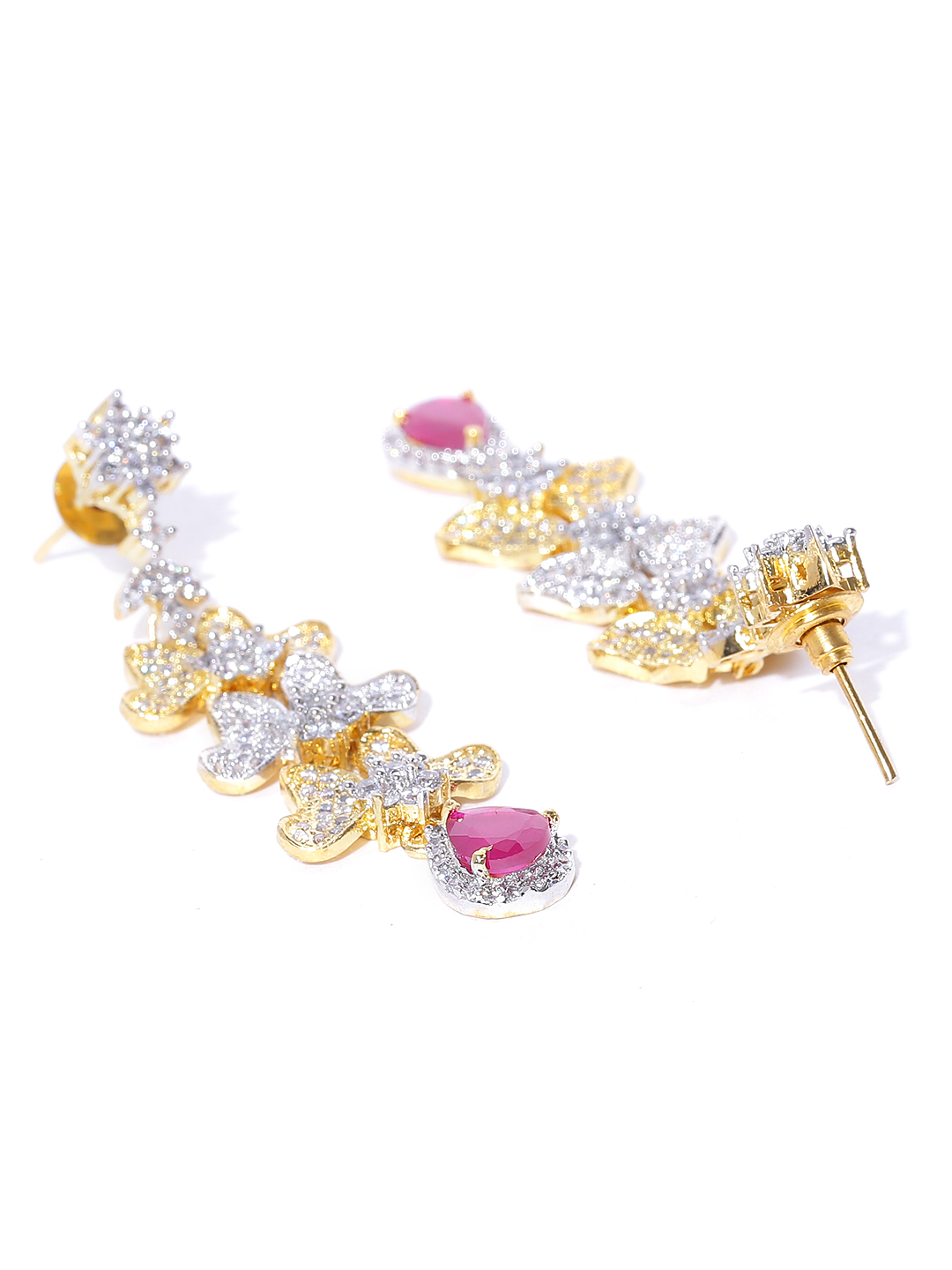 YouBella Gold-Plated Stone-Studded Drop Earrings