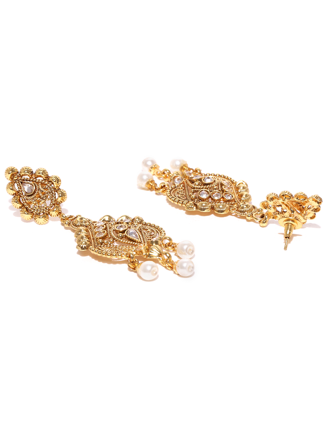 YouBella Gold-Plated Stone-Studded Classic Drop Earrings