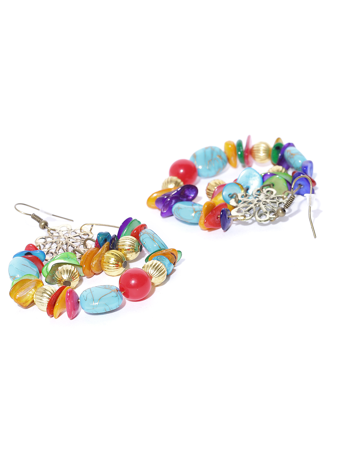 YouBella Multicoloured Gold-Plated Beaded Drop Earrings