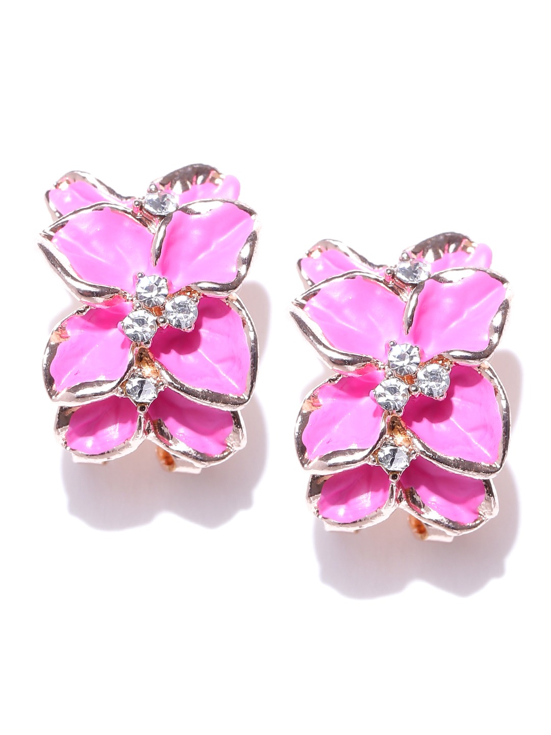 YouBella Pink Gold-Plated Floral Studs