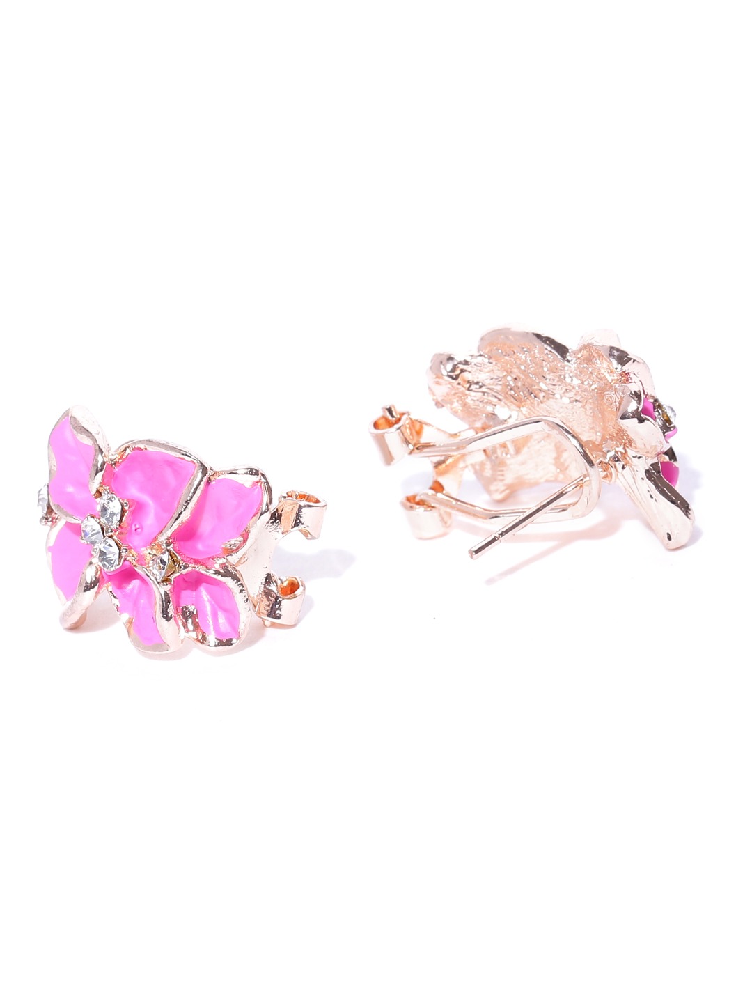 YouBella Pink Gold-Plated Floral Studs