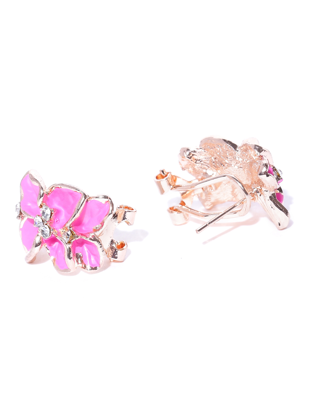 YouBella Pink Gold-Plated Floral Studs