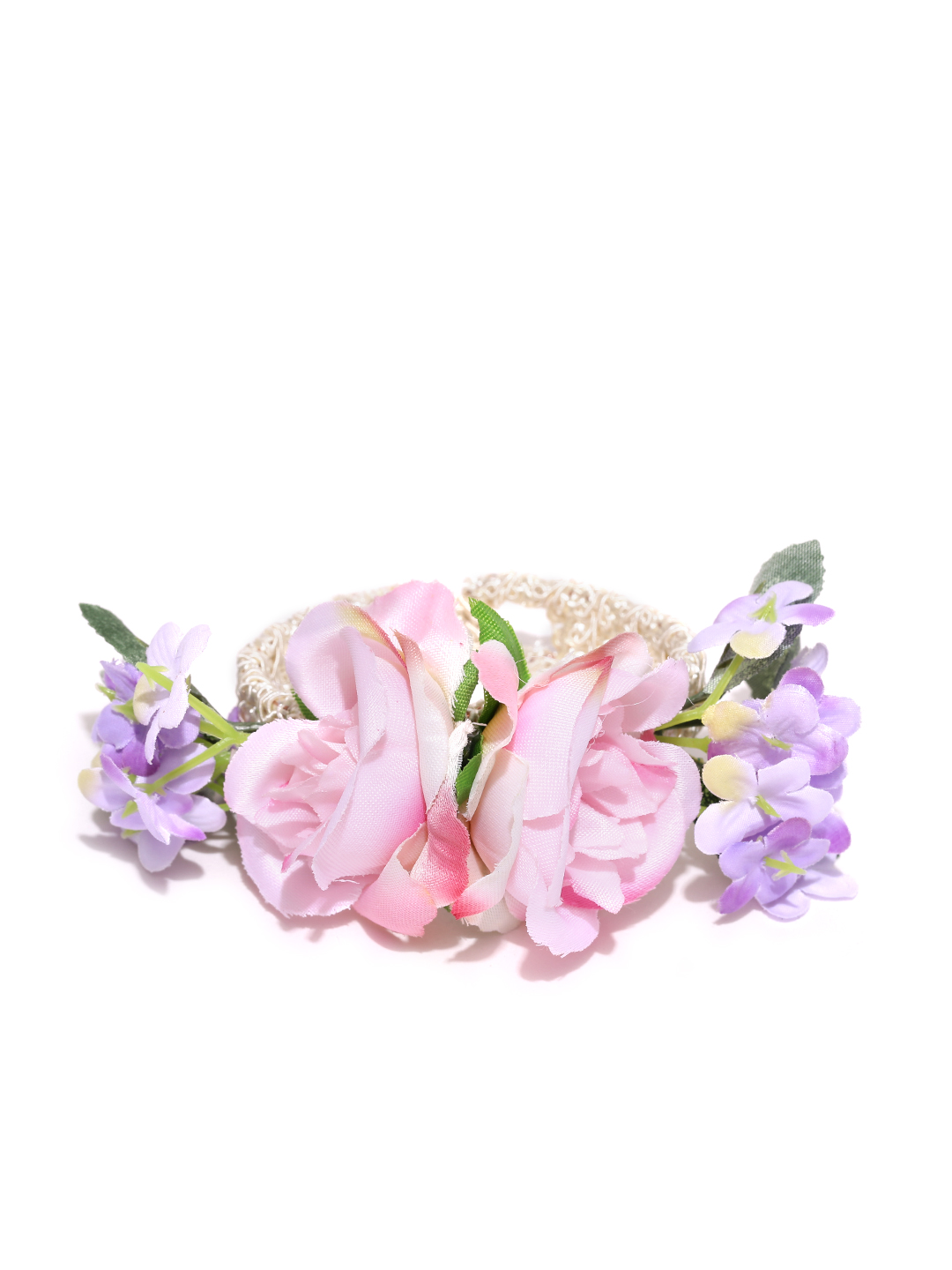 YouBella Light Pink  Green Floral Cuff Bracelet