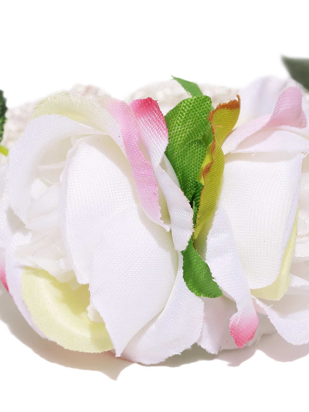 YouBella Off-White  Green Floral Cuff Bracelet