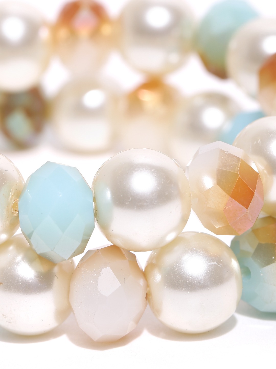 YouBella Set of 2 Off-White  Blue Beaded Bracelets