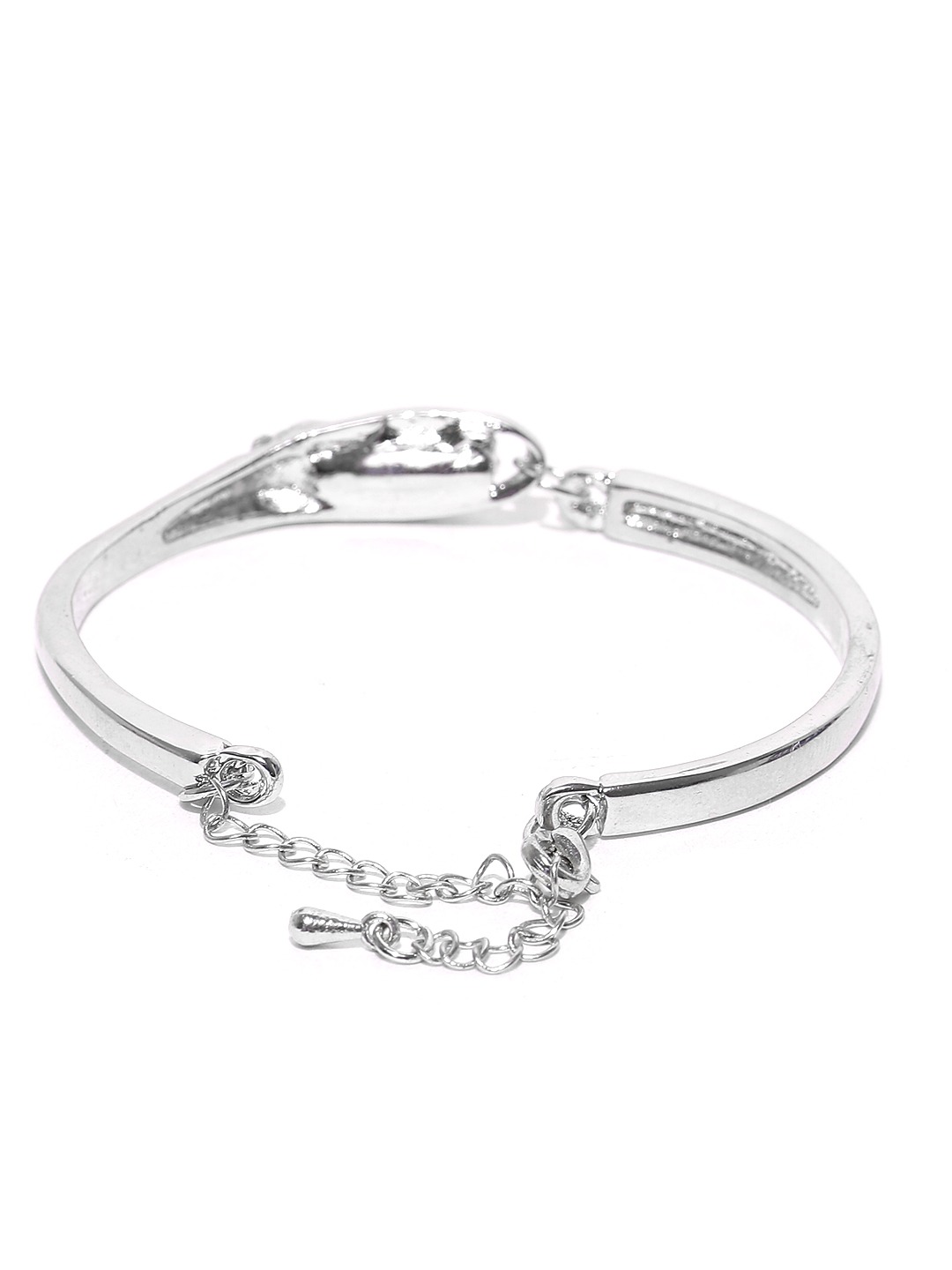 YouBella Silver-Toned  Blue Stone-Studded Jewellery Set