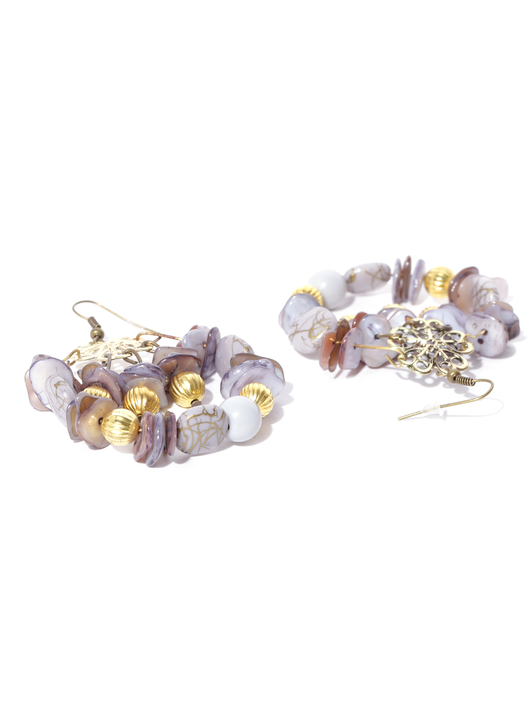 YouBella Grey Gold-Plated Beaded Drop Earrings
