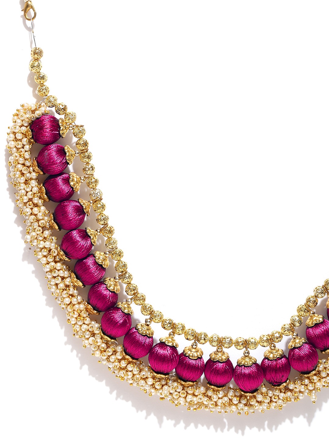 YouBella Pink  Gold-Toned Beaded Jewellery Set