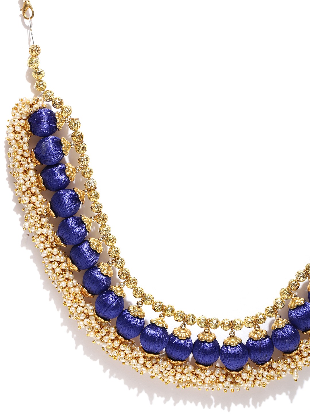 YouBella Blue  Gold-Toned Beaded Jewellery Set