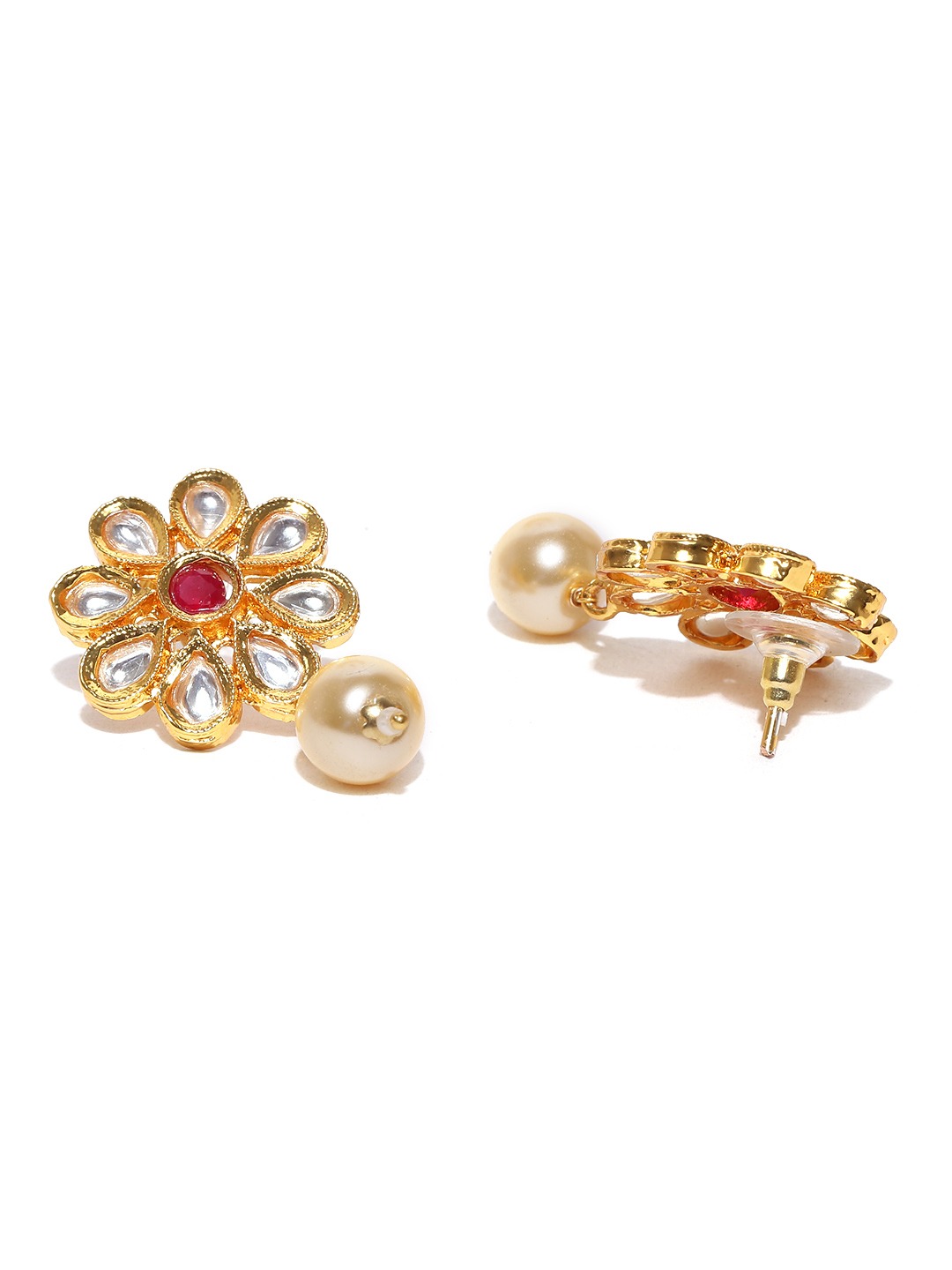 YouBella Red  Gold-Toned Stone-Studded Braided Jewellery Set