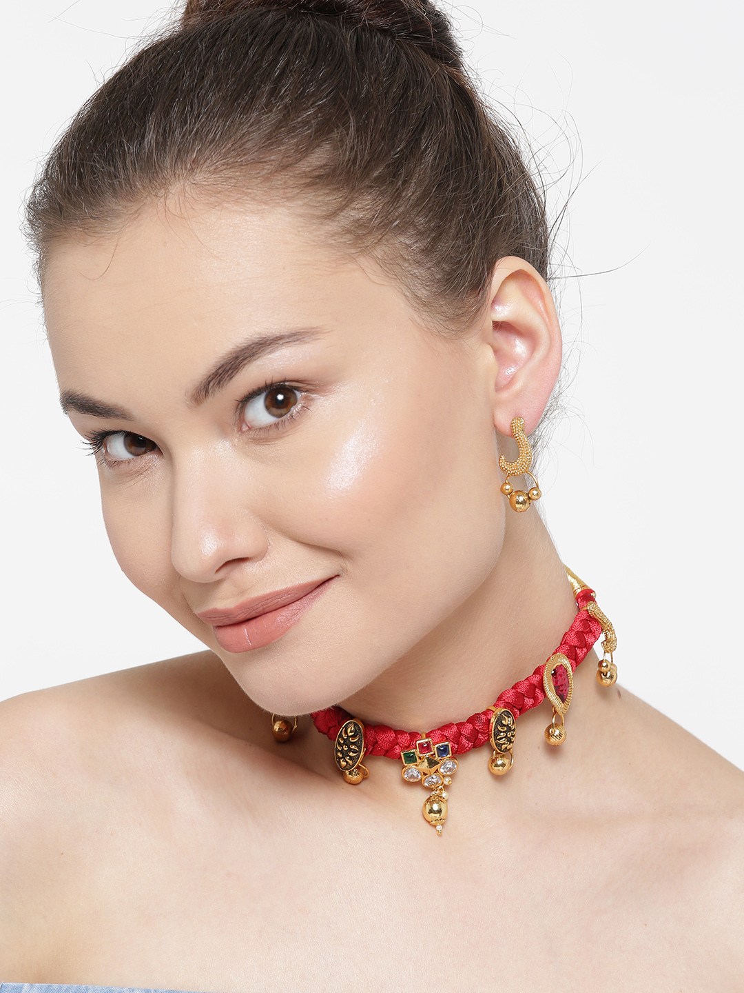 YouBella Stylish Fancy Jewellery Gold Plated Jewellery Set for Women (Blue) (YB_MYN_46168)