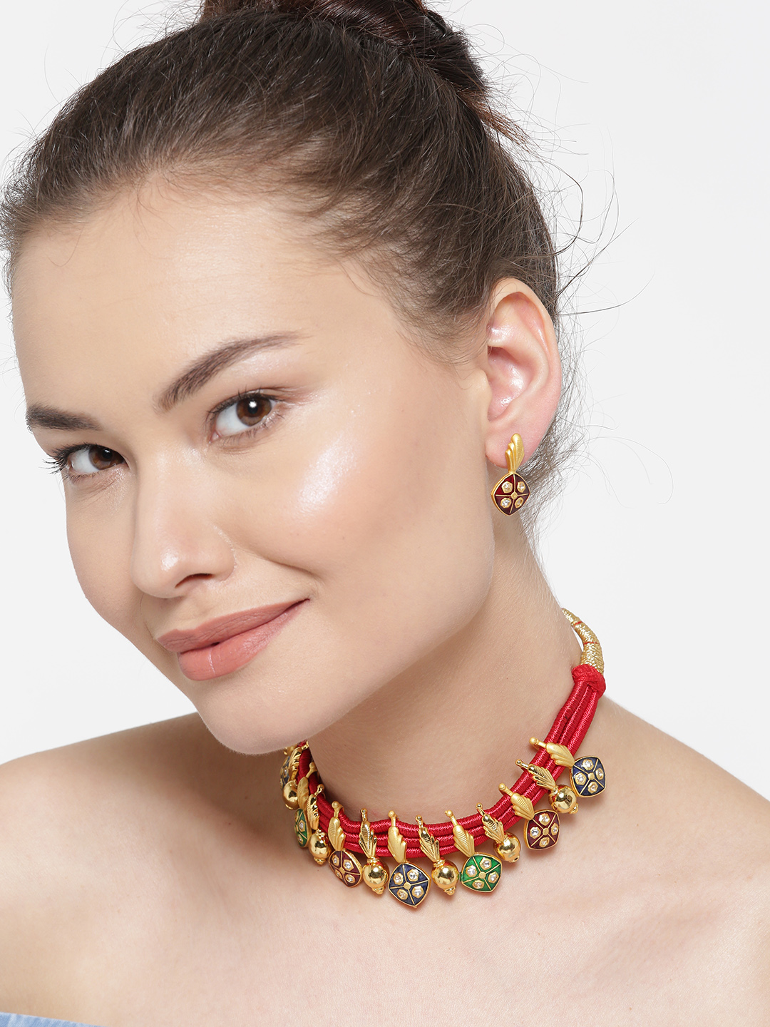 YouBella Stylish Fancy Jewellery Gold Plated Jewellery Set for Women (Blue) (YB_MYN_46169)