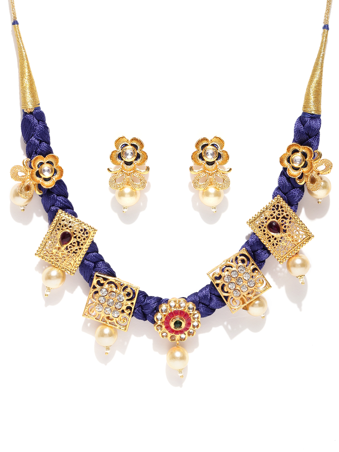 YouBella Stylish Fancy Jewellery Gold Plated Jewellery Set for Women (Blue) (YB_MYN_46175)