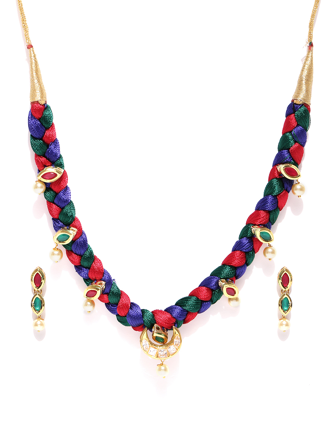 YouBella Stylish Fancy Jewellery Gold Plated Jewellery Set for Women (Blue) (YB_MYN_46180)