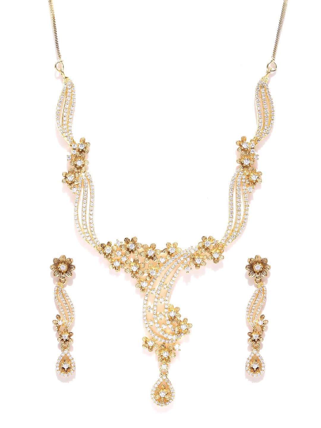 YouBella Gold-Toned Stone-Studded Jewellery Set