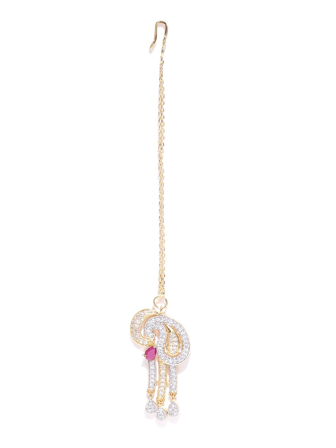 YouBella Gold-Toned  Magenta Stone-Studded Jewellery Set
