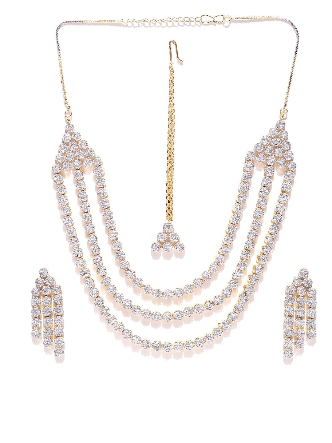 YouBella Gold  Silver-Toned Stone-Studded Jewellery Set