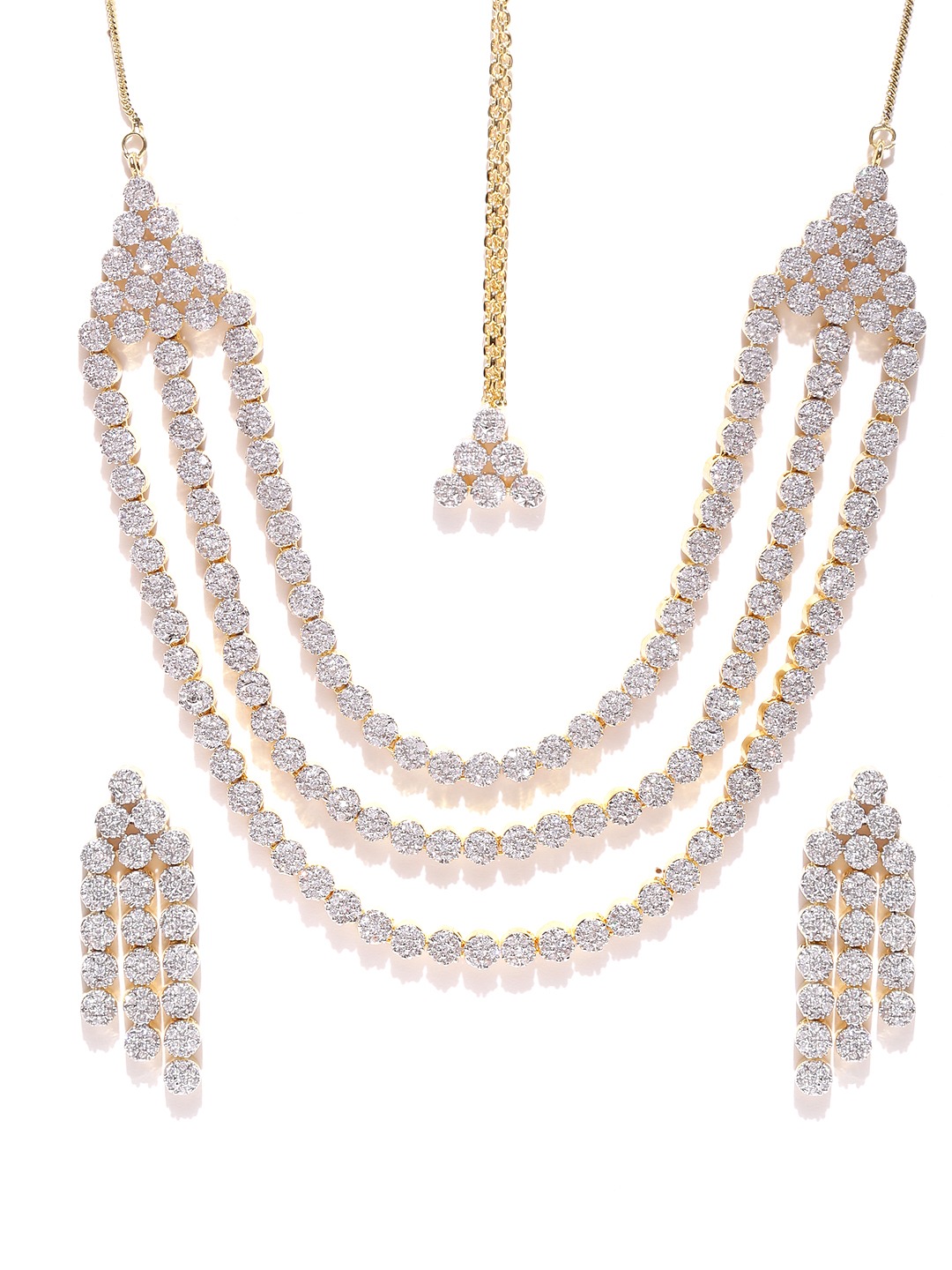 YouBella Gold  Silver-Toned Stone-Studded Jewellery Set