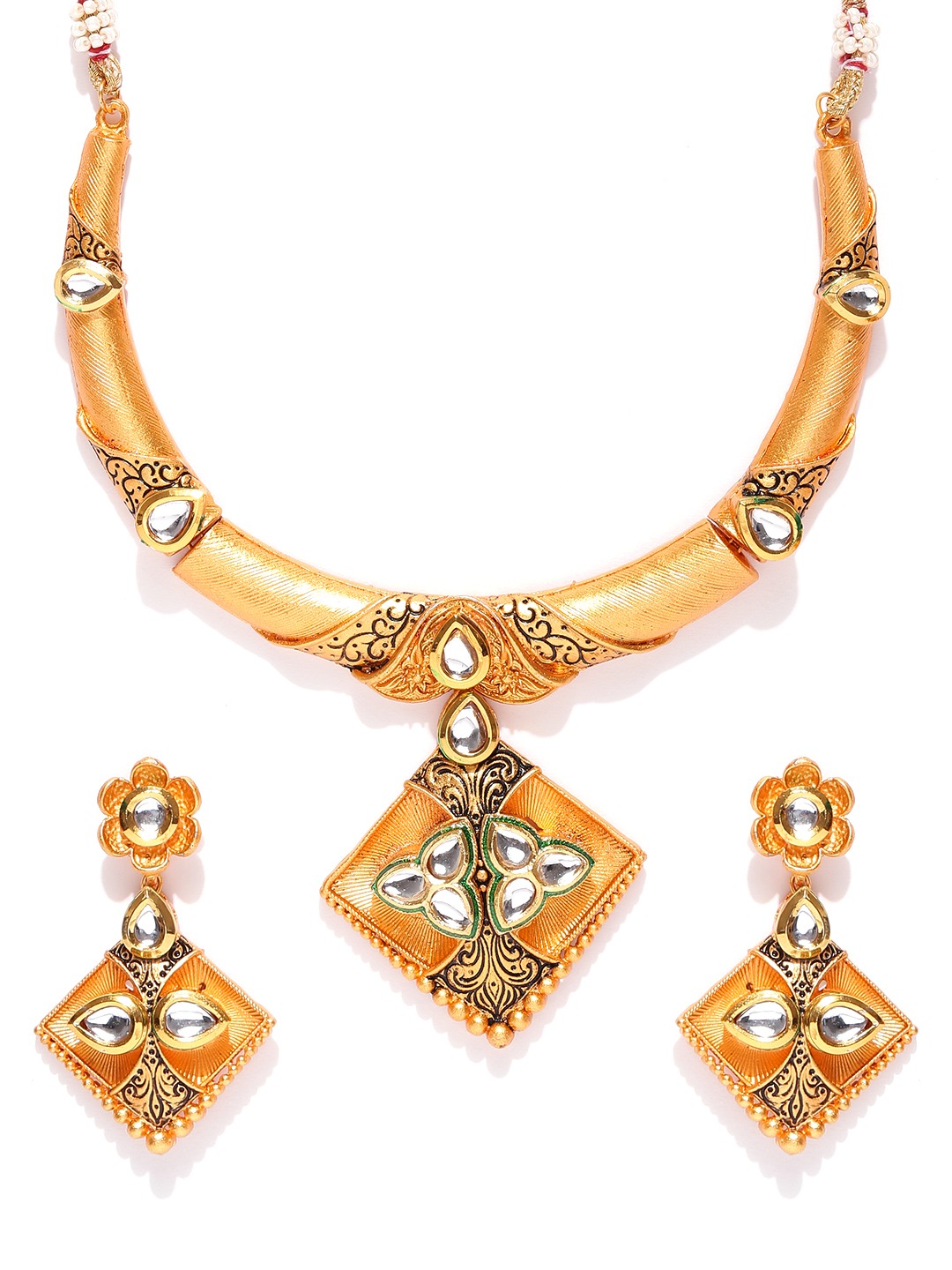 YouBella Gold-Toned Stone-Studded Jewellery Set