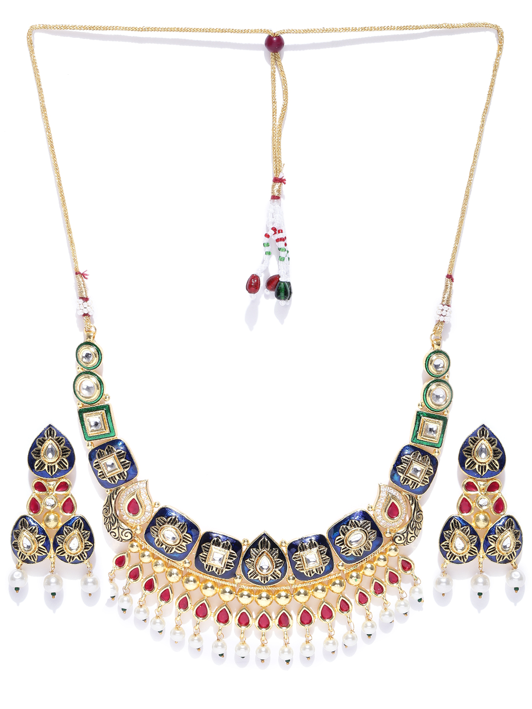 YouBella Stylish Fancy Jewellery Gold Plated Jewellery Set for Women (Blue) (YB_MYN_46202)