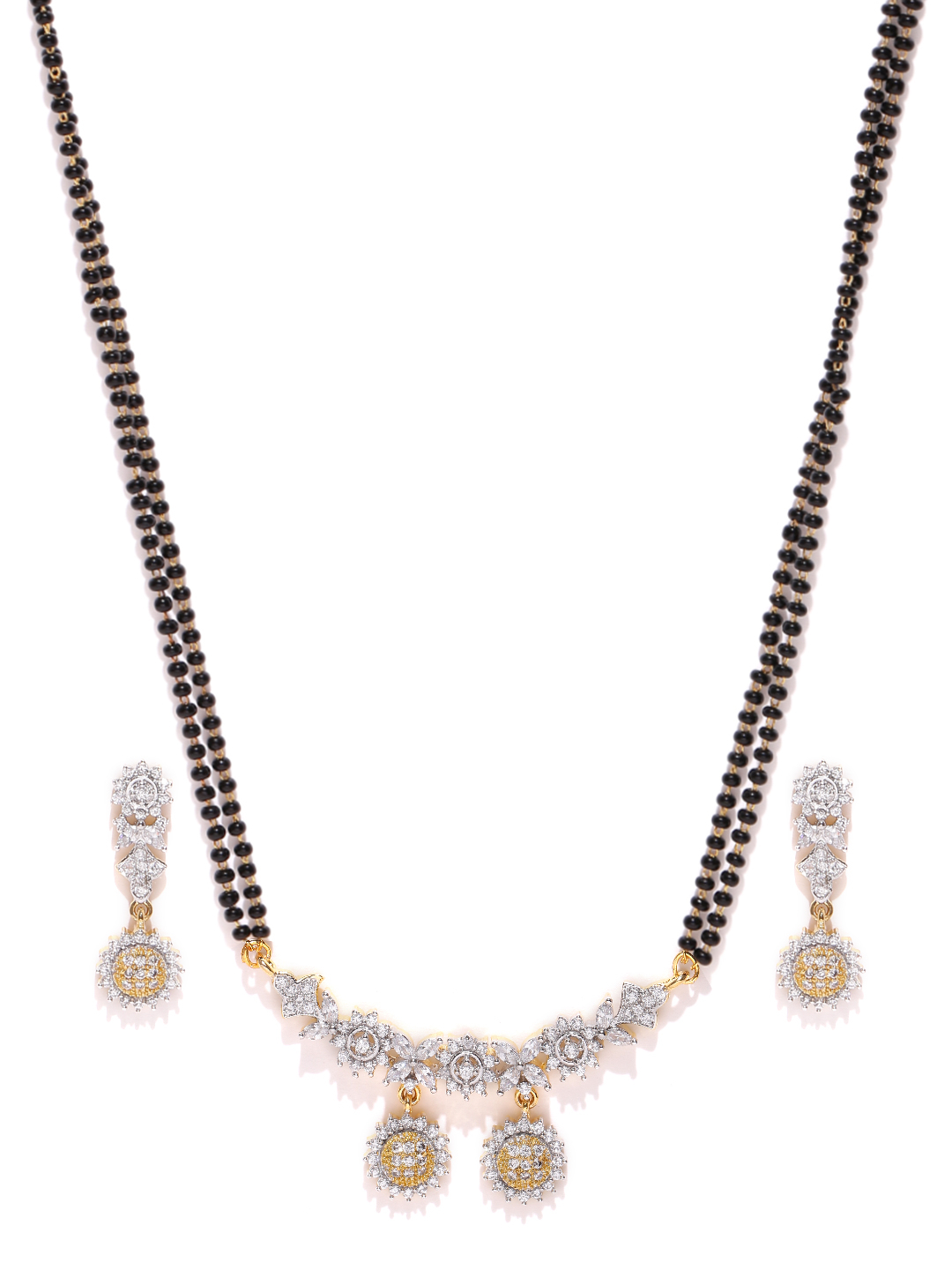 YouBella Black  Gold-Toned Stone-Studded Mangalsutra  Earrings Set