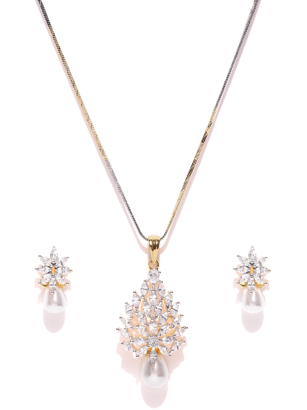 YouBella Gold-Toned  Off-White Stone-Studded Jewellery Set