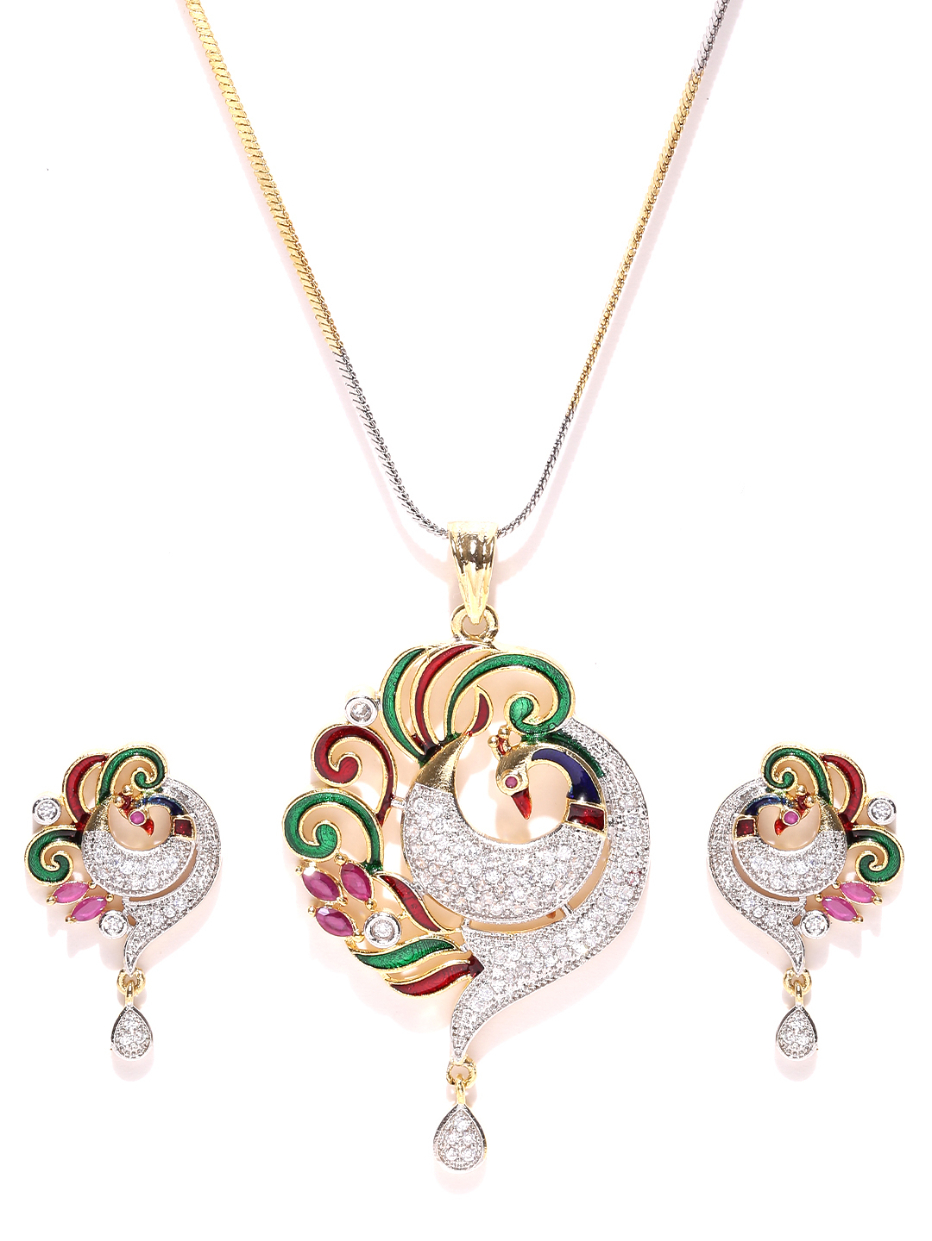 YouBella Multicoloured Stone-Studded Jewellery Set