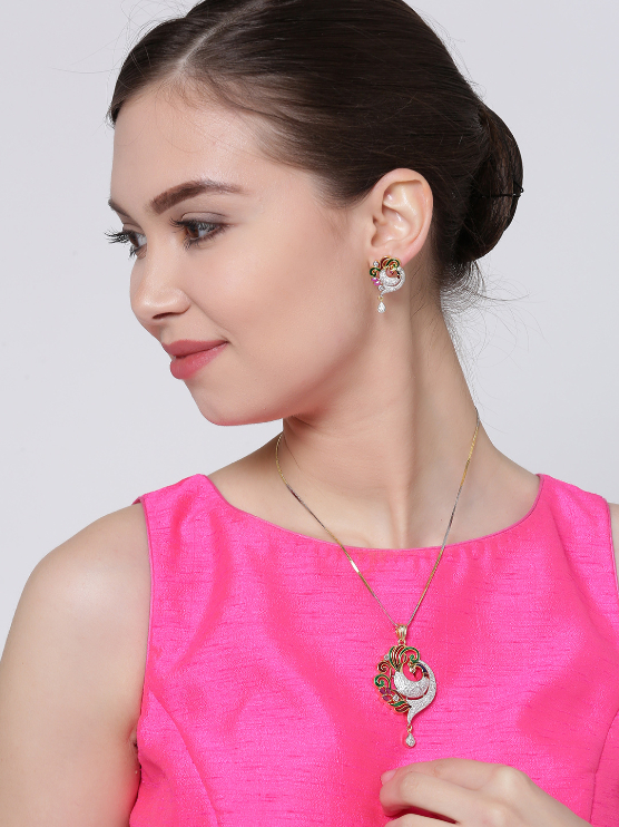 YouBella Multicoloured Stone-Studded Jewellery Set