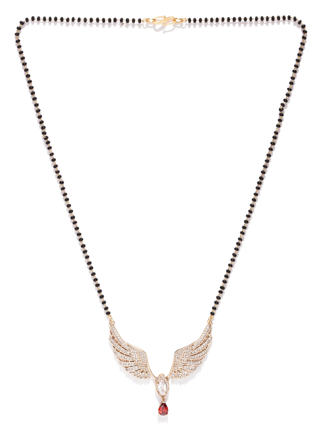 YouBella Gold-Toned  Black Stone-Studded Beaded Mangalsutra